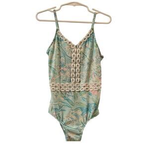 Lilly Pulitzer Girls One-Piece Swim Suit Size 6 Blue Pink